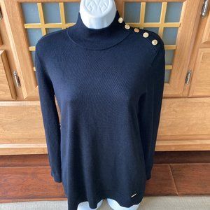 Calvin Klein Black Mock Turtleneck Sweater Small Petite